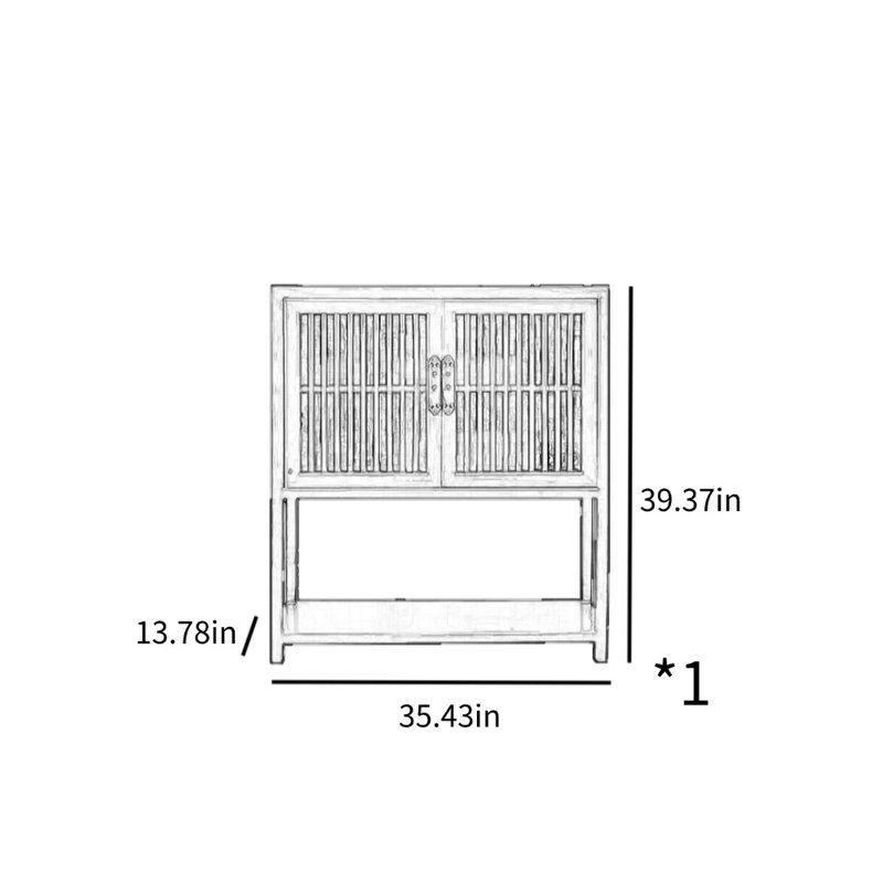 Geometrically Simple Two-Door Accent Cabinet, Walnut