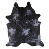 Cheveux délavés à l'acide sur cuir de vache bleu marine vieilli 3 - 5 m - A