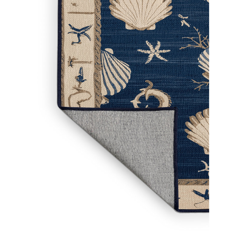 Washable Beach Themes Nautical Area Rug, Rectangle 8' x 12'