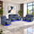 Similicuir bleu / gris