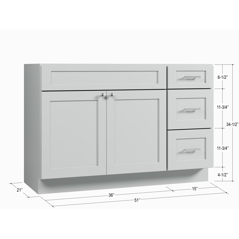 Base de meuble-lavabo simple 51 po Disar, Gris