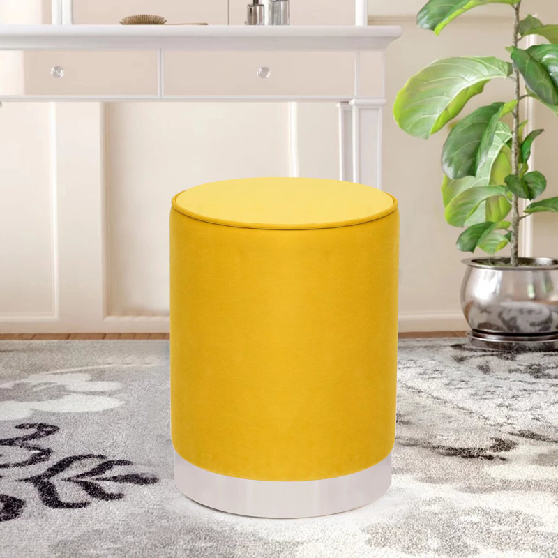 Mulaykah Velvet Ottoman, Yellow 