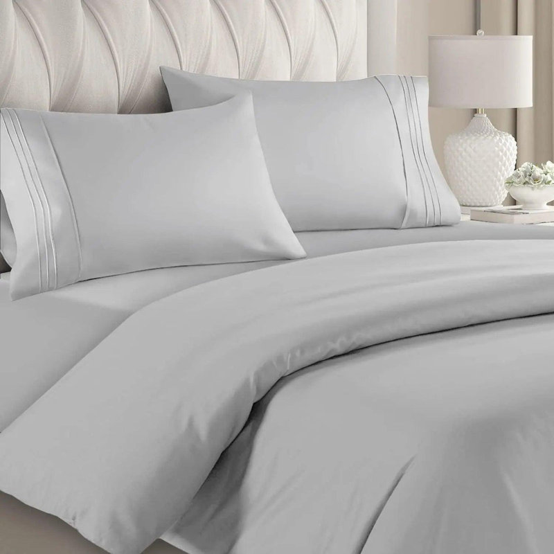 Premium Reversible Duvet Cover Set with Zipper Closure and Corner Ties, King Duvet Cover + 2 Standard Pillowcases