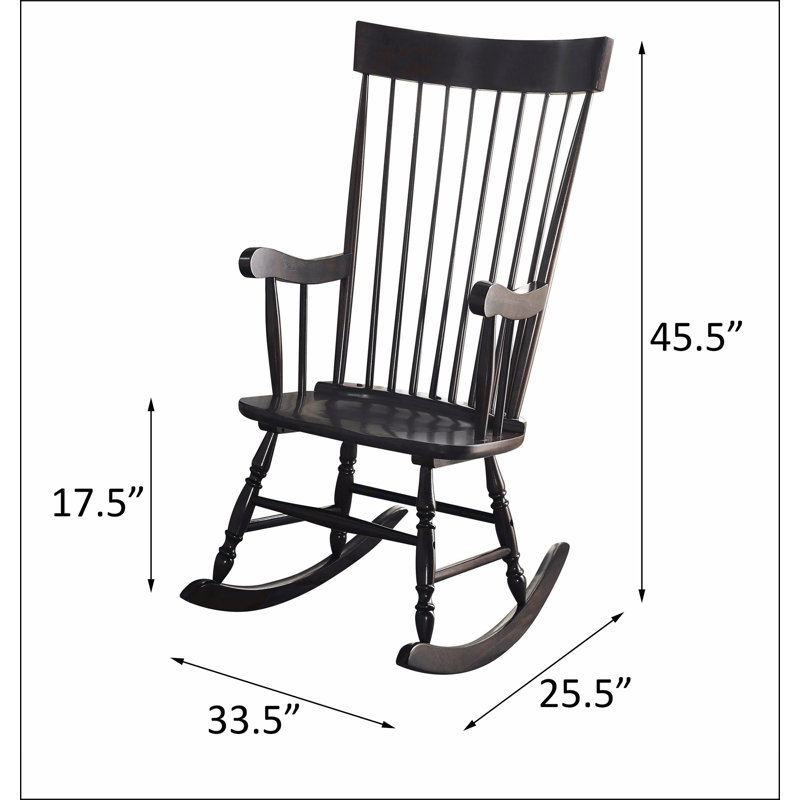 Chaise berçante noire à dossier fuselé