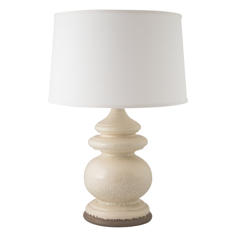 Eramana Ceramic Table Lamp, Eggshell Crackle/Sand