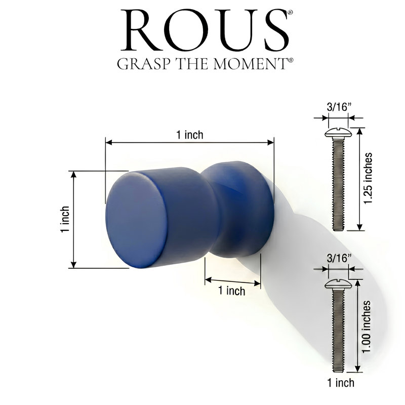 ROUS Harwdare Mid-Century Modern Hourglass Knob, Polo (Navy Blue)