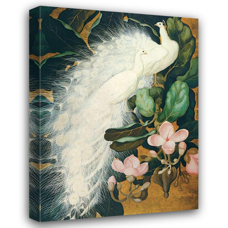 «Bungalow Rose Botke», art sur toile tendue avec toile de la galerie Jessie: White Peacocks, H 24 po x l 19 po