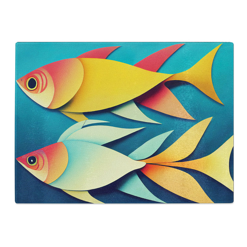 Select Fish Abstract  Glass Chopping Board