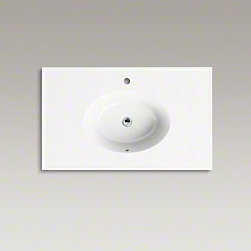 Impressions® Oval Dual Mount Bathroom Sink with Overflow, Biscuit Impressions