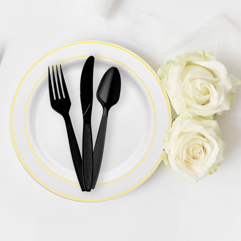 Black Disposable Plastic Cutlery Set - 1000 Guests
