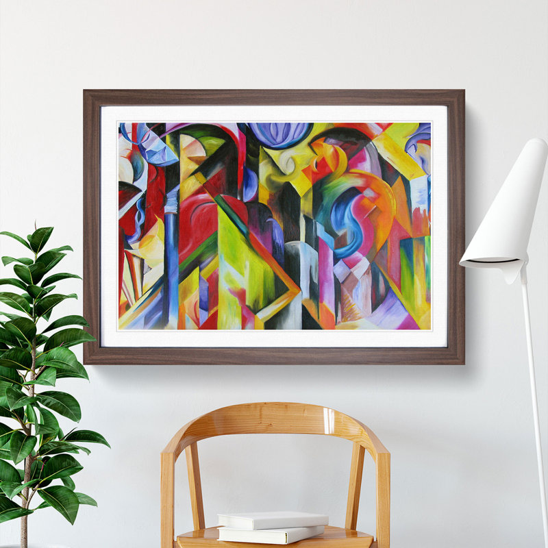 Stables by Franz Marc - Picture Frame Painting, Walnut, 48cm H x 65cm W x 2cm D