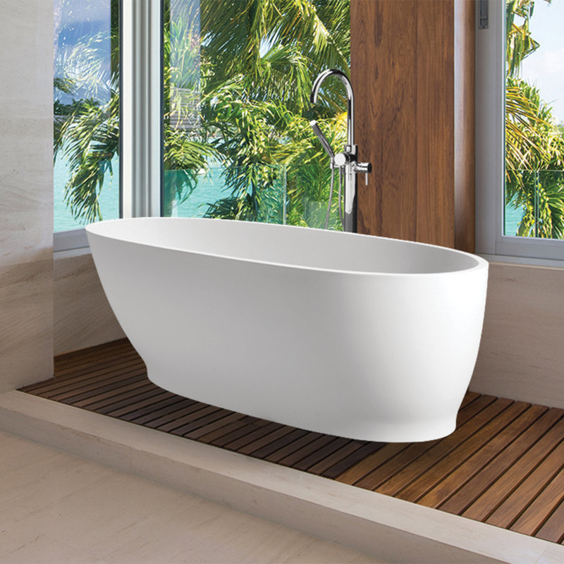 Boutique Lydia Air Bath Tub, Matte White, 21.5" H x 66" L x 32" W
