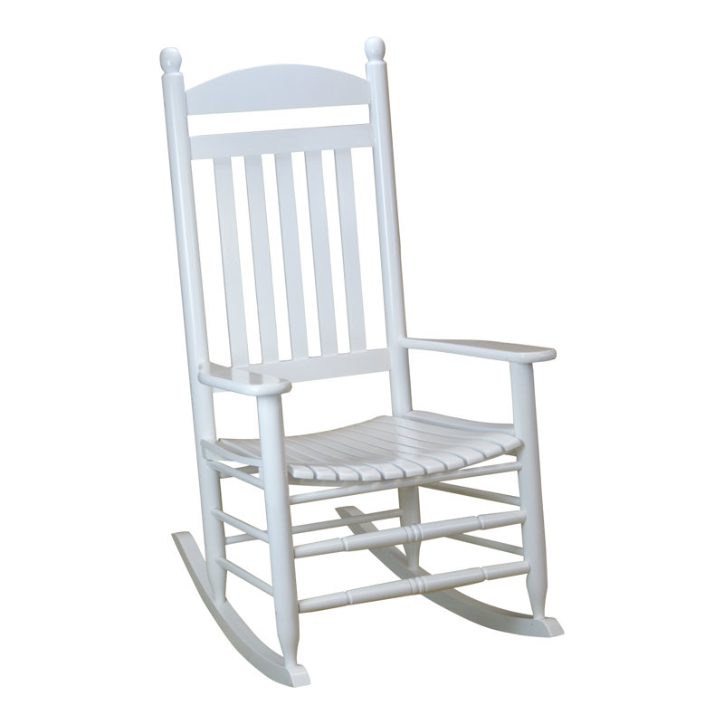 Chaise berçante d'extérieur en bois massif , Blanc mat