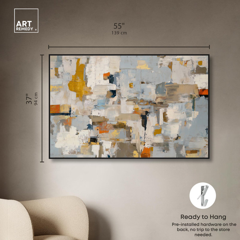 Impression sur toile Urban Sediment Boho par Art Remedy, H 54 po x l 36 po, Structure noire