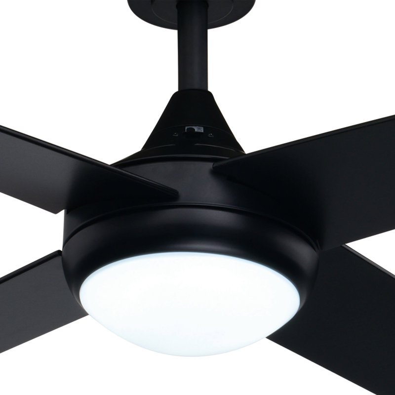 Heeley 52 in. Black Indoor Rod Mount Transitional Ceiling Fan with Reversible Black-Brown Hickory Blades, Dimmable Integrated LED Light Kit and Remote Control Included, 3 Speeds, White Acrylic Shade