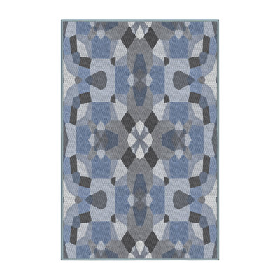Tapis bleu/gris à motifs