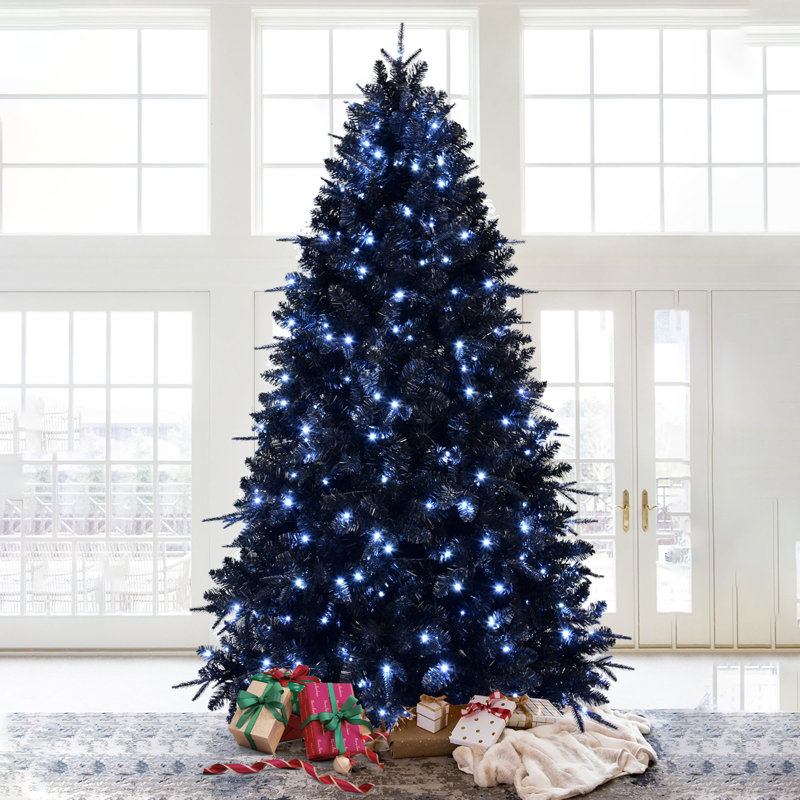 Arbre de Noël noir avec 350 lumières DEL blanches, 7'