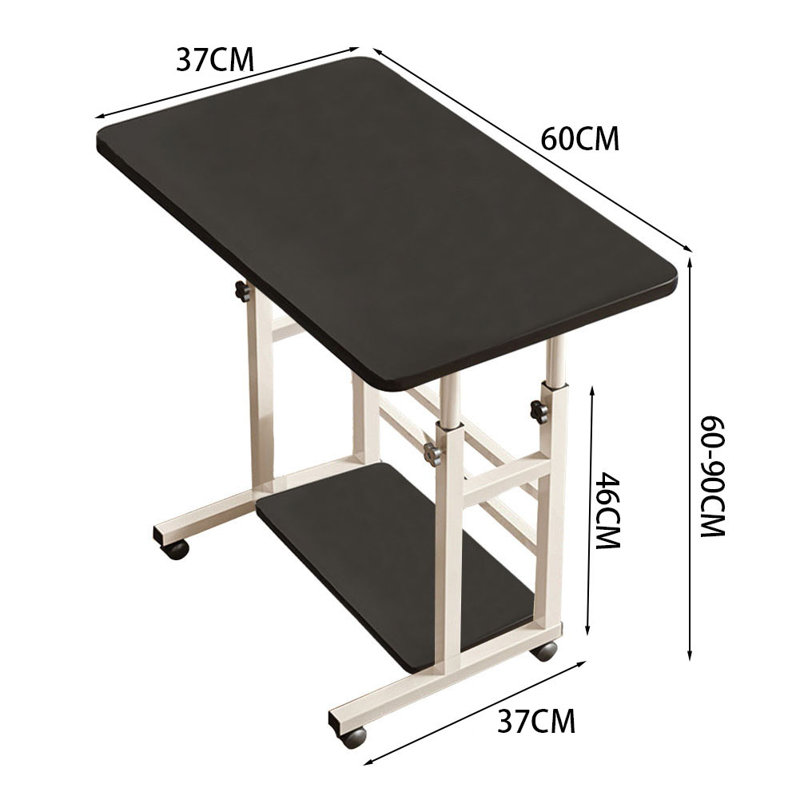 60cm Wide Adjustable Solid Wood Computer Desk, Black