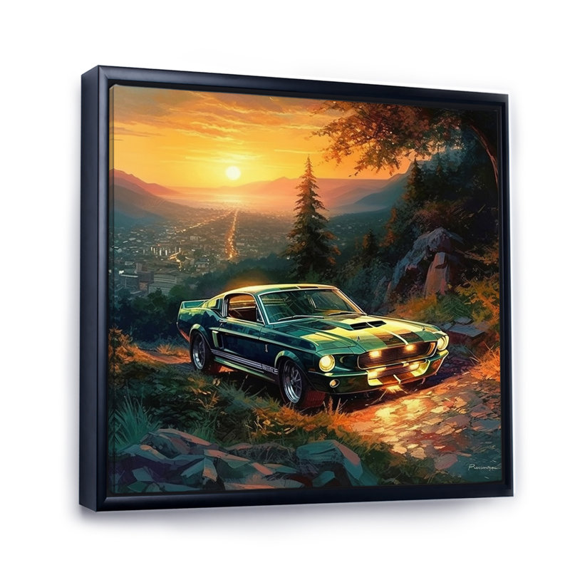 Muscle Car Late Drives II sur impression sur toile, Cadre flottant noir, H 16 po x l 16 po x P 1 po