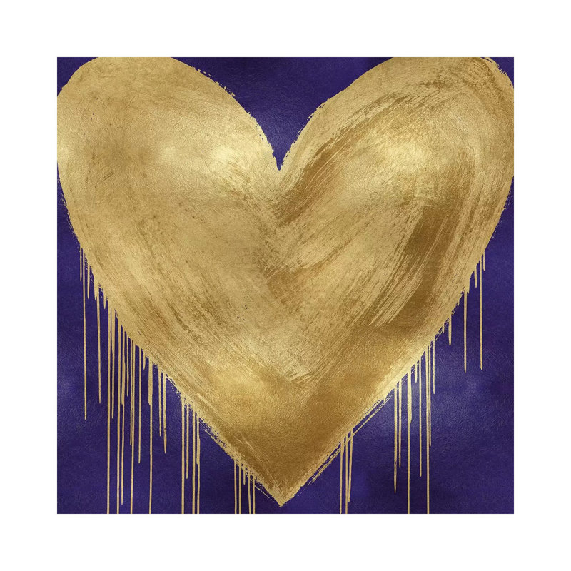 Big Hearted Gold On Purple by Lindsay Rodgers - Wrapped Canvas Print, 30.48 cm H x 30.48 cm W