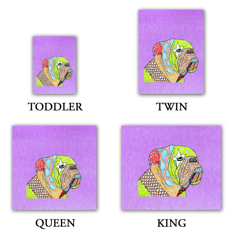 Ensembles de housse de couette très grand DiaNoche en microfibre par Marley Ungaro - English Bulldog Violet