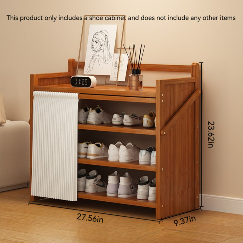 Multi-Layer Foldable Bamboo Shoe Rack - Space-Saving Entryway Storage Organizer