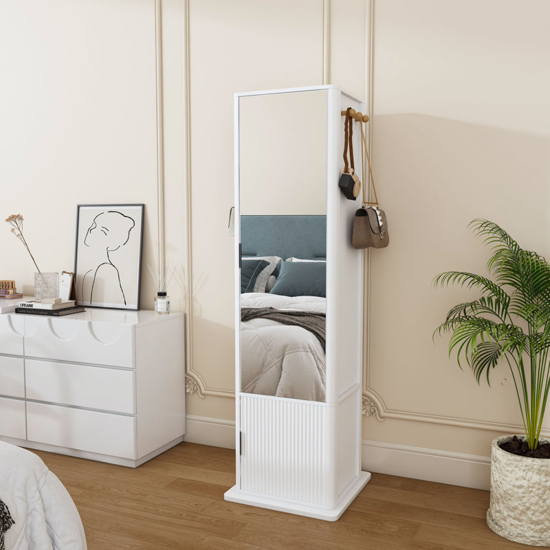 Armoire de rangement autoportante à 360 ° avec tablettes, Blanc