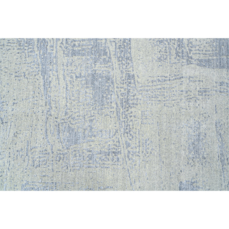 Tapis argenté et bleu clair noué à la main de haute qualité, Rectangle de 2 pi x 3 pi