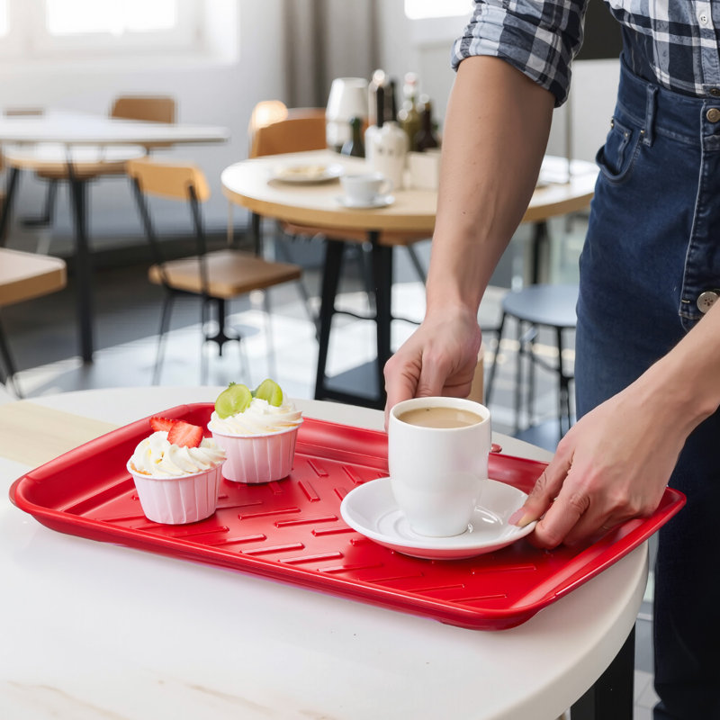 Plastic Serving Trays 17x10.35 Inch Anti-Slip Eating Food Trays 2-Pack