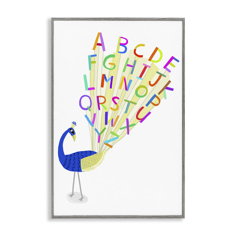 «Peacock Alphabet Feathers», art de la giclée encadrée par Carla Daly, Estampe numérique Farmhouse, H 18 po x l 12 po