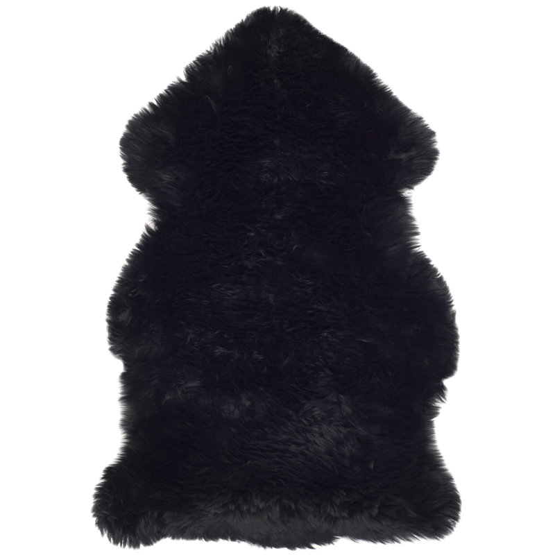 Solid Colour Sheepskin Area Rug, Rectangle 61 x 91 cm