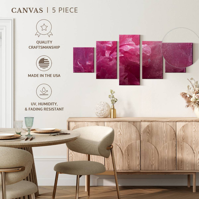 Pivoine rose gelée, H 24 po x l 55 po