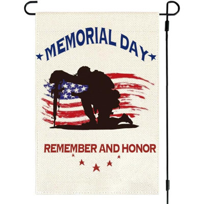 Memorial Day Patriotic Garden Flag 12x18 Inch Double Sided For Outside, Remember And Honor American Veteran Soldier 4th Of July Holiday Yard Flag Outdoor Decoration 1-12