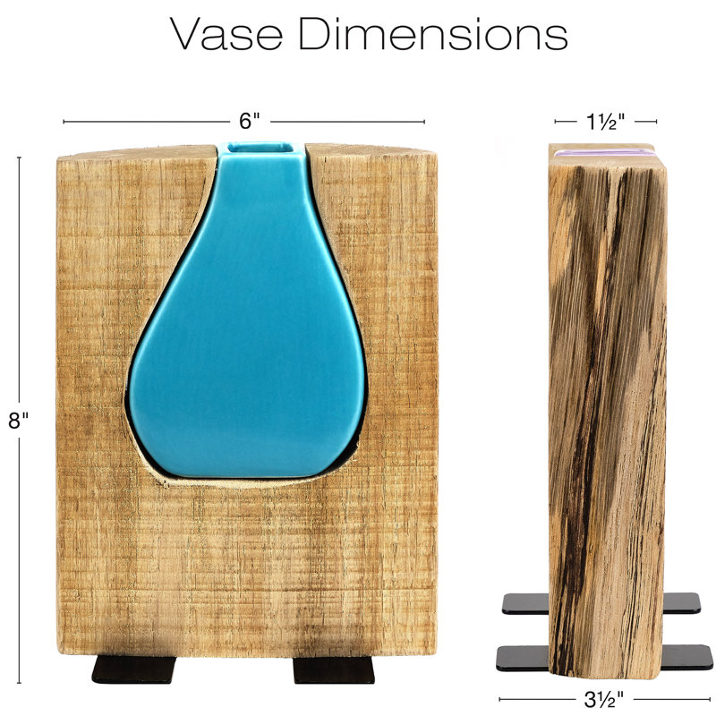 Trentino Wood Table Vase, Blue