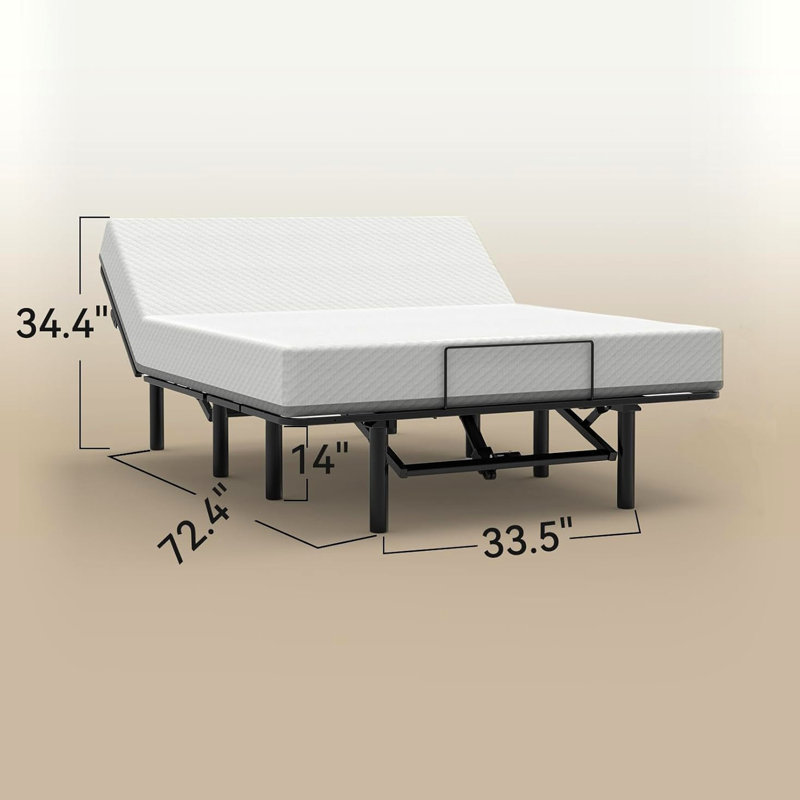 Base de lit réglable pour grand lit, fonctionnement silencieux du moteur, inclinaison de la tête et du pied, deux ports, télécommande, capacité de poids de 750 lb, cadre de lit grand, moteur, fonctions,