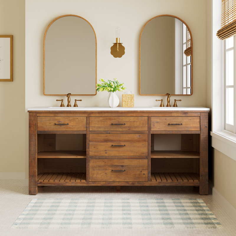 Marlie 72'' Double Bathroom Vanity with Quartz Top