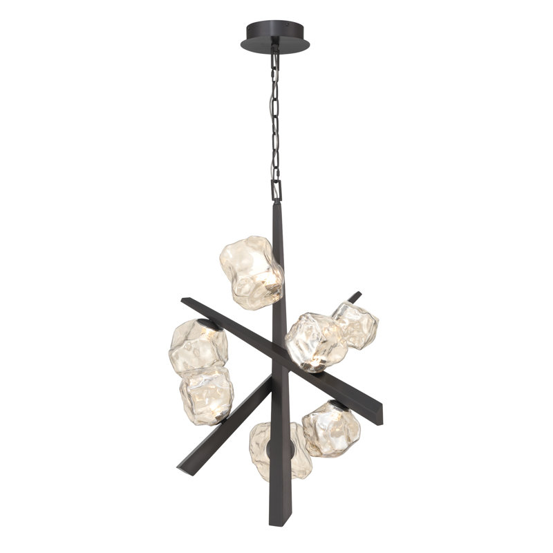 Lustre 7 lumières Thorah, Nickel satiné