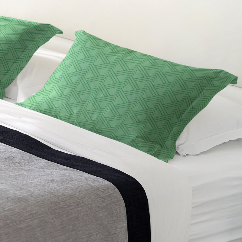 Taie décorative d’oreiller en zig zag classique, Roi, Polyester, Vert