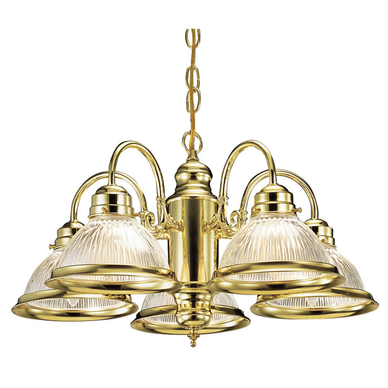 Sartain 5 - Light Dimmable Chandelier, Polished Brass
