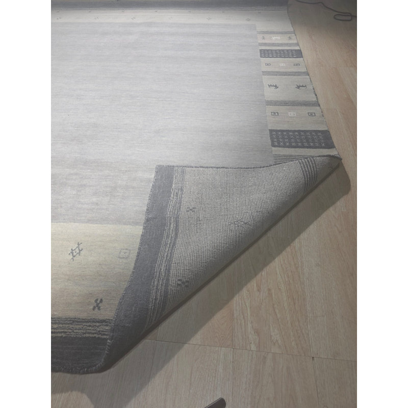 Handloomed Gray Gabbeh Tribal Wool Area Rug, 8' x 10'