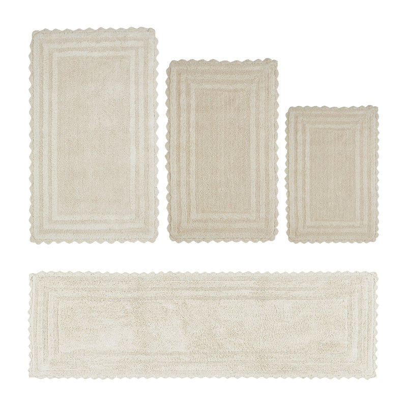 Ensemble de tapis de salle de bain 100% coton touffeté et réversible, très absorbant et très doux lavable à la machine Rasika