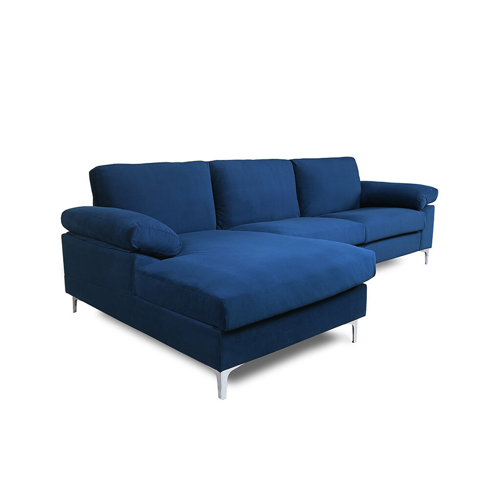 103.5″ Wide Velvet Left Hand Facing Sofa & Chaise