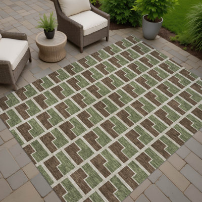 Machine Washable Indoor/Outdoor Lipman ACN2416 Geometric Rug