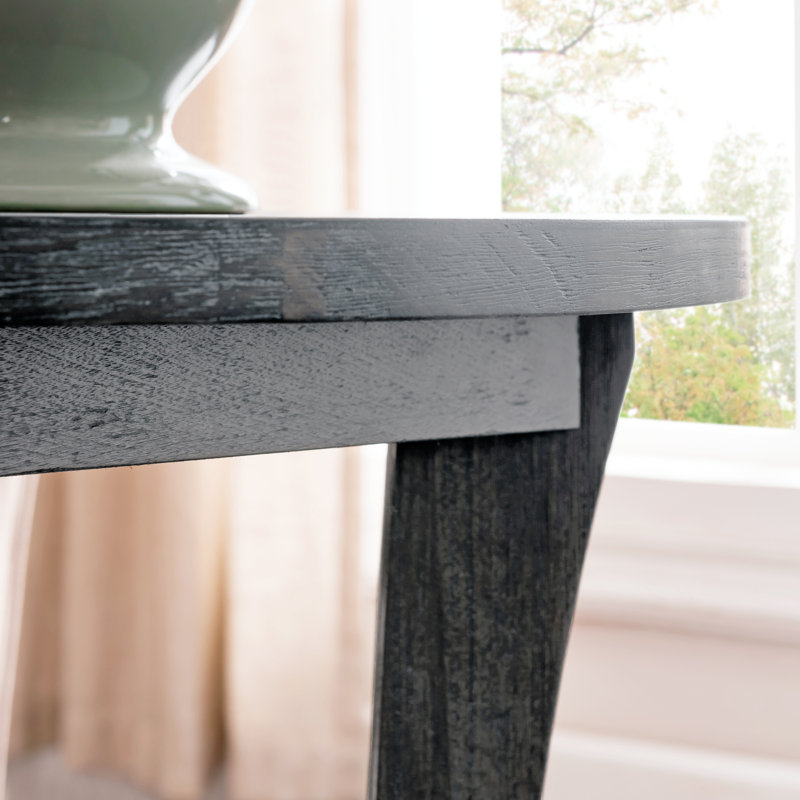 Boa Solid Wood Round Side Table, Rustic Wire Brushed Driftwood