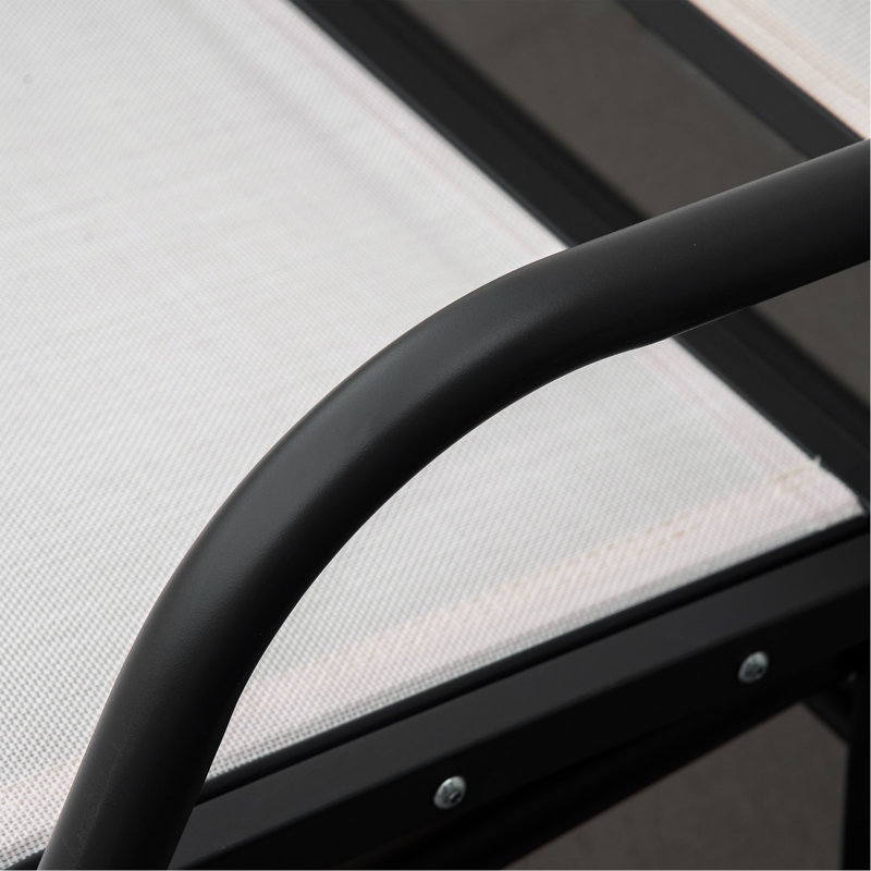 Banc de balançoire de patio pour 3 personnes, balancelle avec 3 sièges, tissu en filet respirant, structure en métal, blanc crème