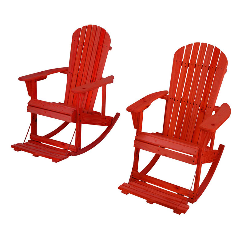Chaise Adirondack berçante en bois massif Apsana, Rouge