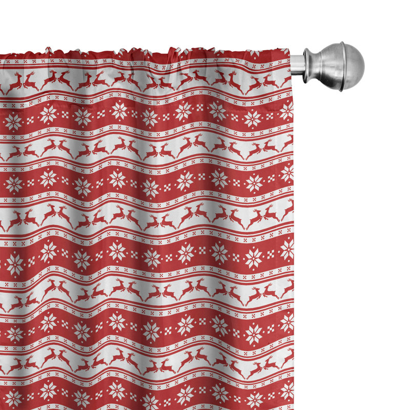 Rideaux à 4 panneaux Gracie Oaks Christmas, flocon de neige Winter Deer, blanc rubis, L 56 po x L 63 po