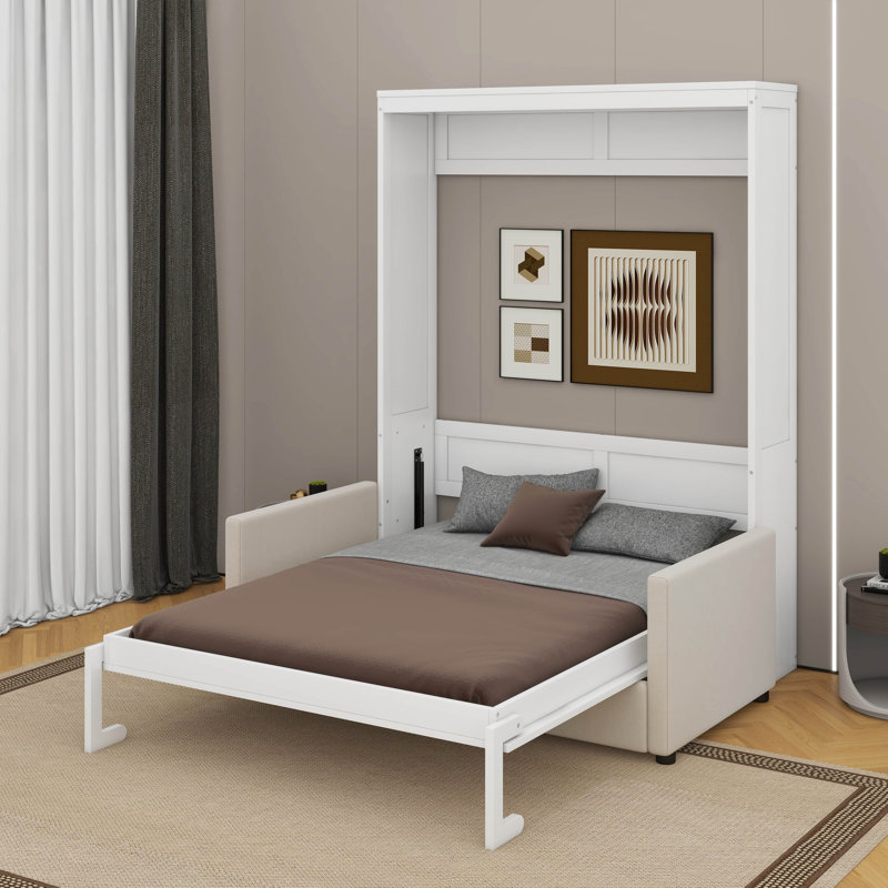 Grand lit escamotable avec coussin, Blanc