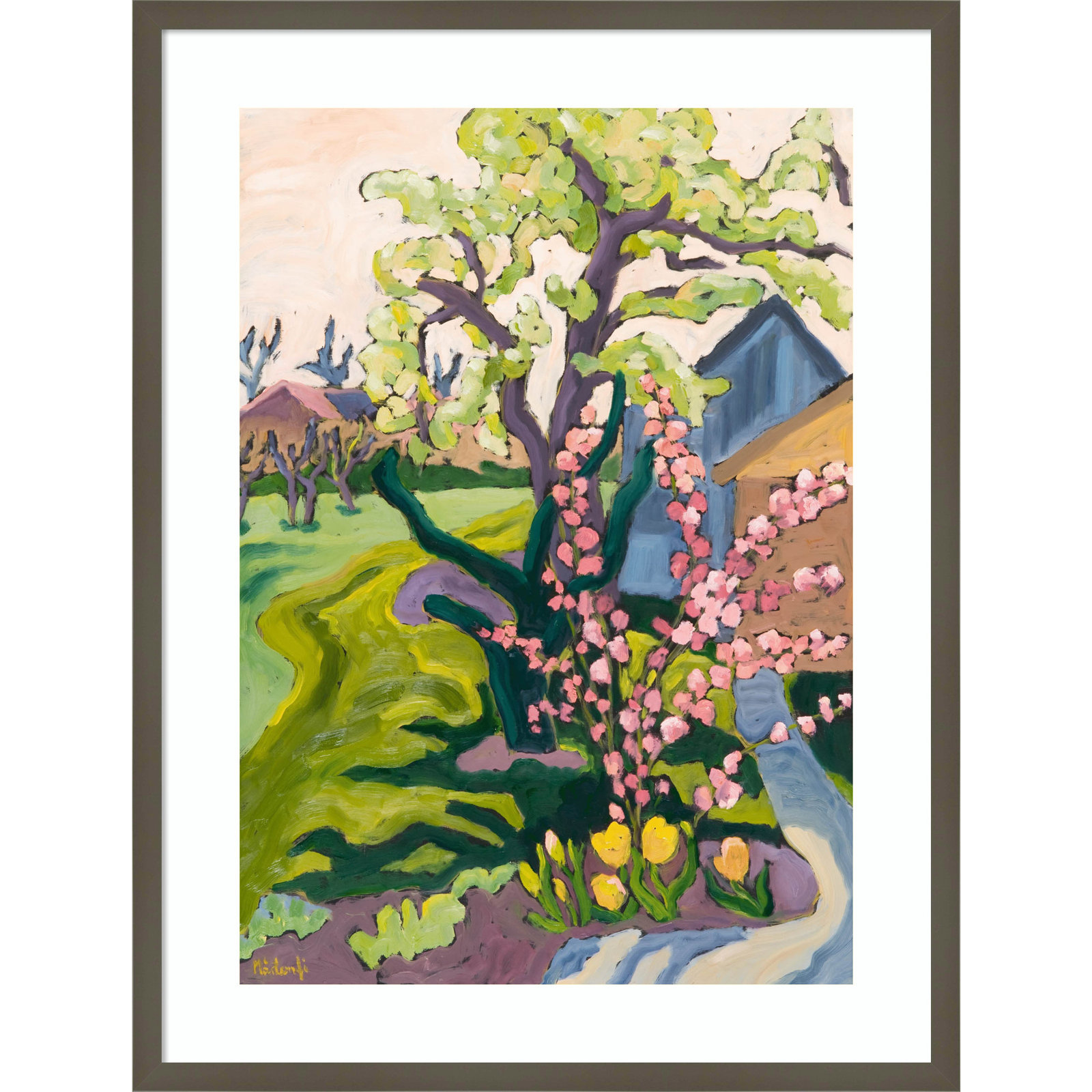 Fayra Garden In Dusk Light Framed On Paper by Fayra Print, 33" H x 25" W x 1" D, Gray