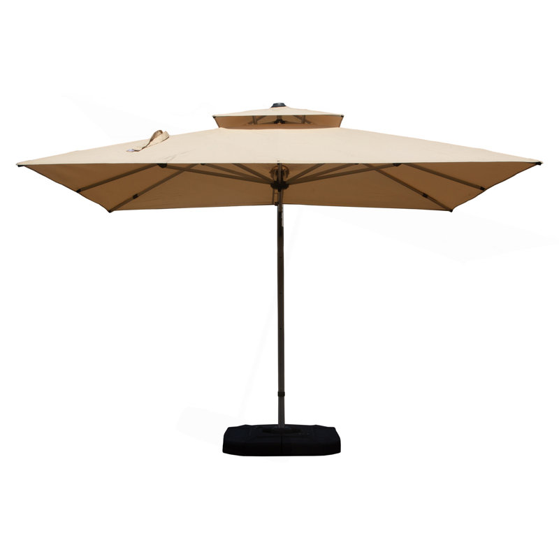 9 pi. Parasol en aluminium incliné en porte-à-faux avec mât central (base non incluse), 104.33" W x 104.33" D, Beige